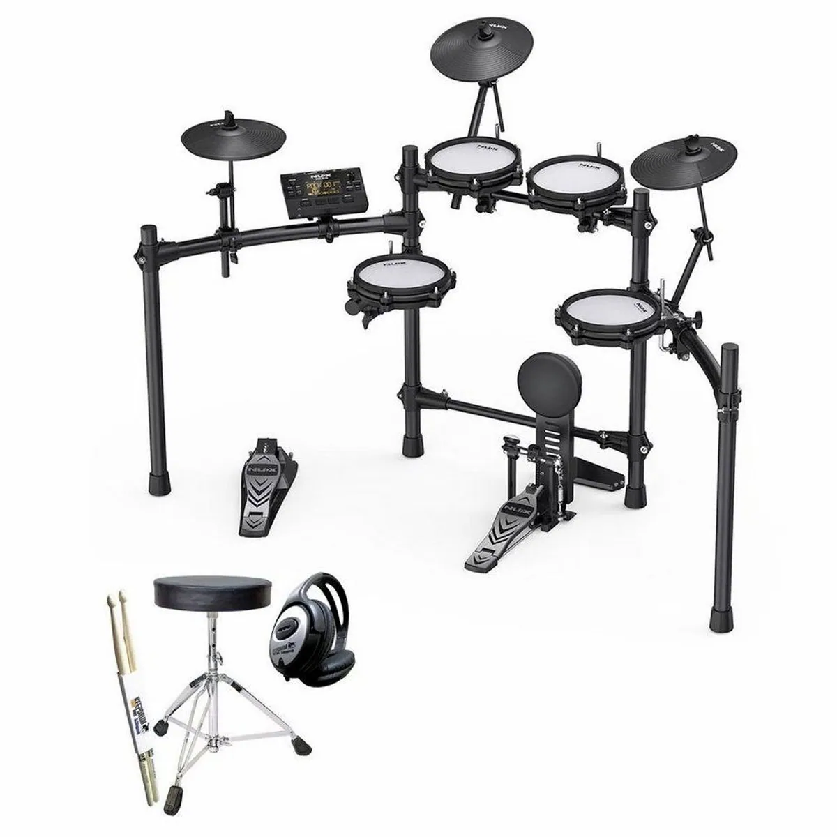 Nux DM-210 E-Drum Set, authentisches Spielgefühl, vielseitige Drum-Kits, platzsparendes Design