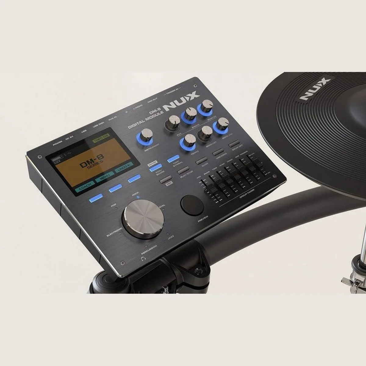 Nux DM-8 E-Drum Schlagzeug Set, authentisches Spielgefühl, 30 Drum-Kits, umfangreiches Zubehör 3