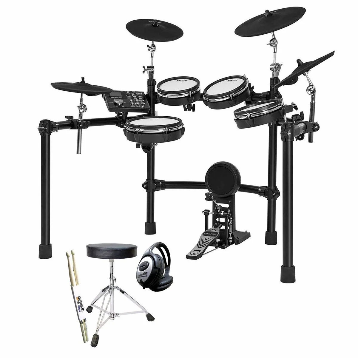 Nux DM-7X E-Drum, 30 Studio-Kits, Dual-Triggering-Technologie, Remo Mesh Heads