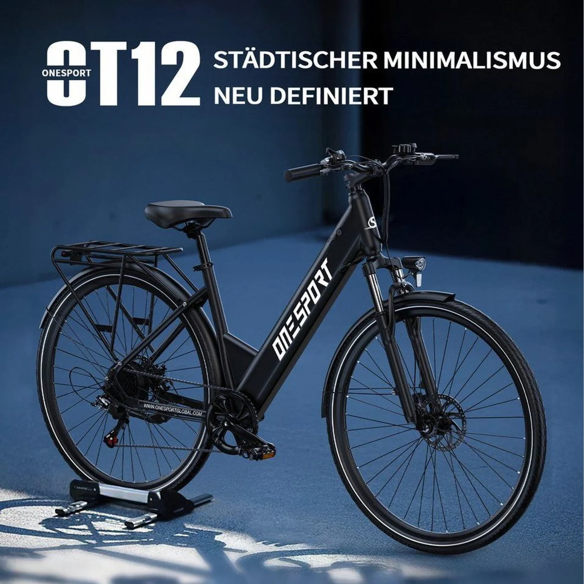 Onesport OT12 E-Bike Cityrad, 250W Heckmotor, 468Wh Akku, Shimano 7-Gang 2