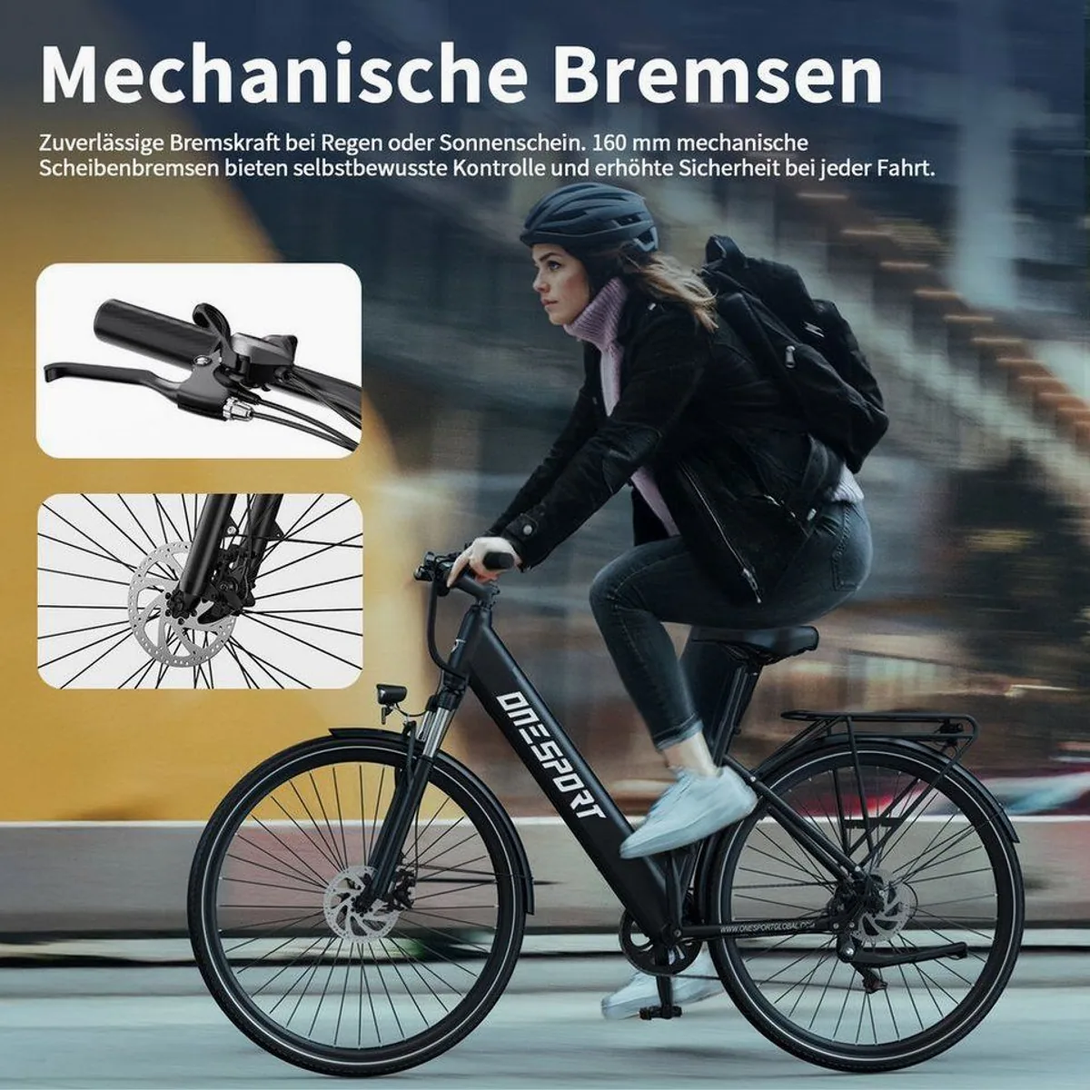 Onesport OT12 E-Bike Cityrad, 250W Heckmotor, 468Wh Akku, Shimano 7-Gang 3