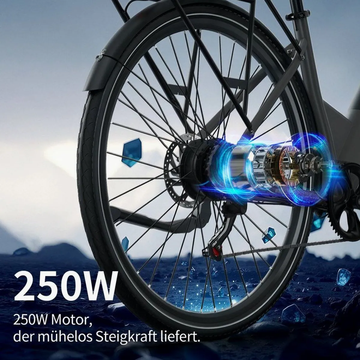 Onesport OT12 E-Bike Cityrad, 250W Heckmotor, 468Wh Akku, Shimano 7-Gang 5