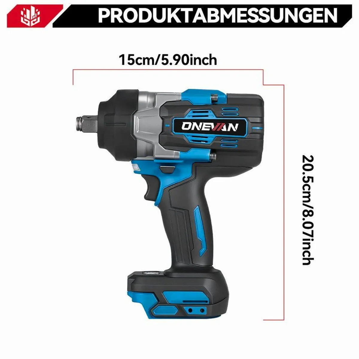 ONEVAN Akku-Schlagschrauber, 2800 Nm Drehmoment, 8000 U/min — mit 2 Akkus und Ladebox 2