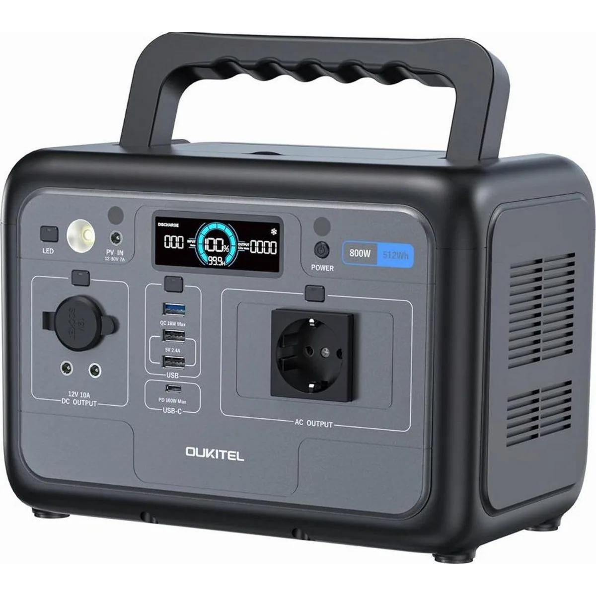 OUKITEL Solargenerator 800W, 512Wh tragbare Powerstation, LiFePO4 Batterie