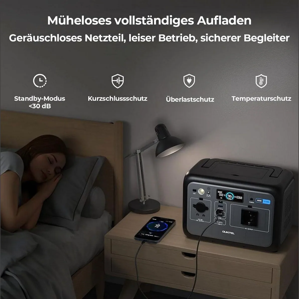 OUKITEL Solargenerator 800W, 512Wh tragbare Powerstation, LiFePO4 Batterie 4