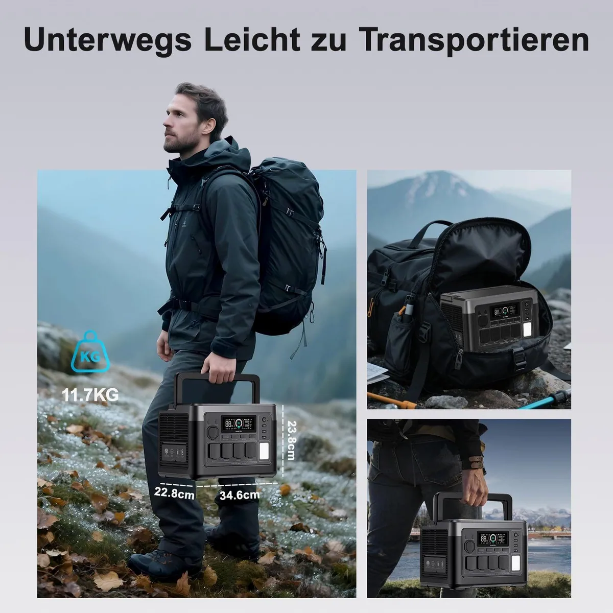 OUKITEL P1000E Plus Tragbare Powerstation, 1.024 Wh, 4x 1800W AC-Ausgänge 5