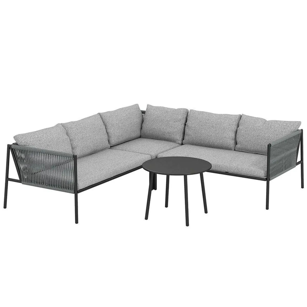Outsunny Rattan Gartenmöbel Set, wetterfest, modulares Ecksofa mit Tisch — für 6 Personen, Dunkelgrau 2