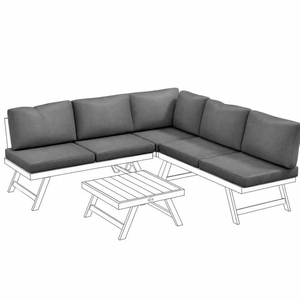 Outsunny Gartenmöbel-Set, 4-teiliges Lounge-Set mit Sitzecke und Couchtisch, Grau 2