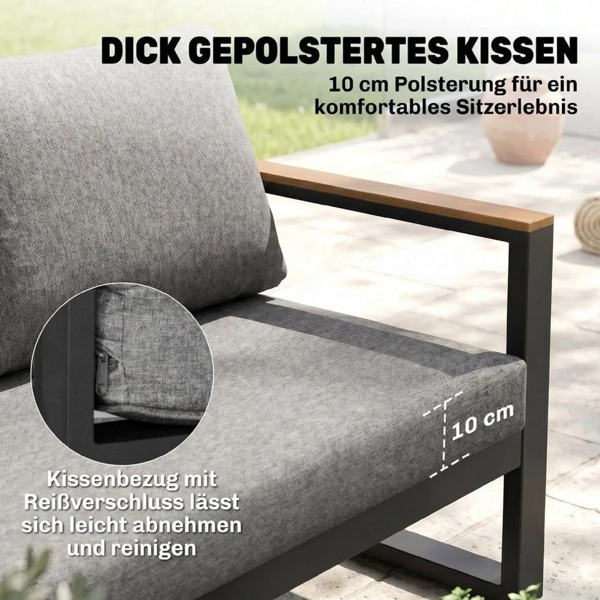 Outsunny Gartenmöbel-Set, 5-teilig, komfortable Ecksofa-Kombination 5