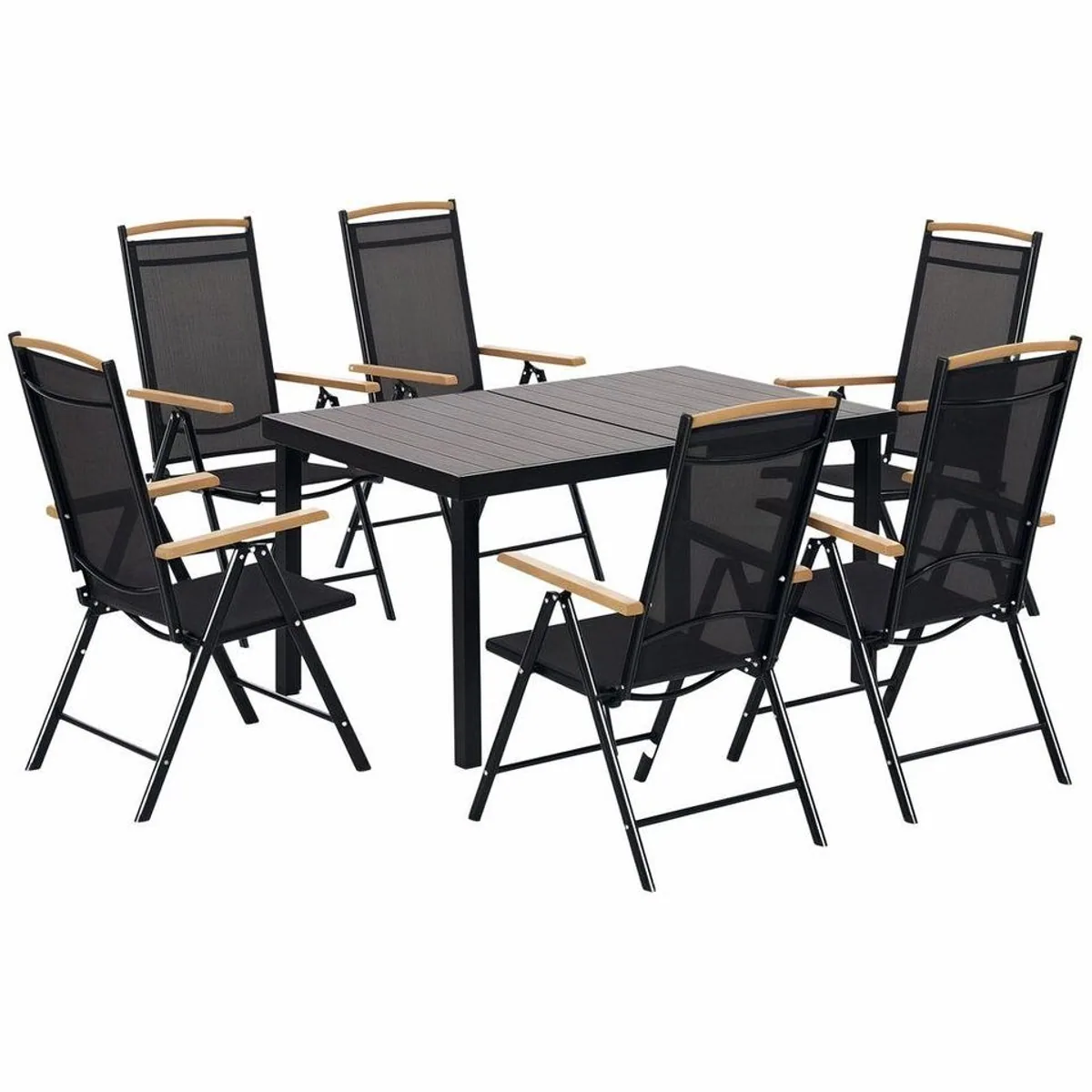 Outsunny Garten-Essgruppe 7tlg., klappbar, Aluminium, verstellbare Stühle 2