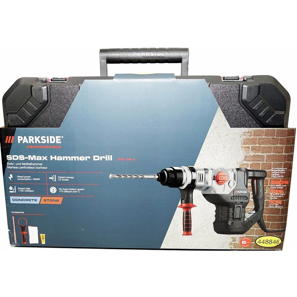 PARKSIDE PERFORMANCE PPBH 1600 Bohrhammer, pneumatisches Schlagwerk, 360° drehbarer Griff 5
