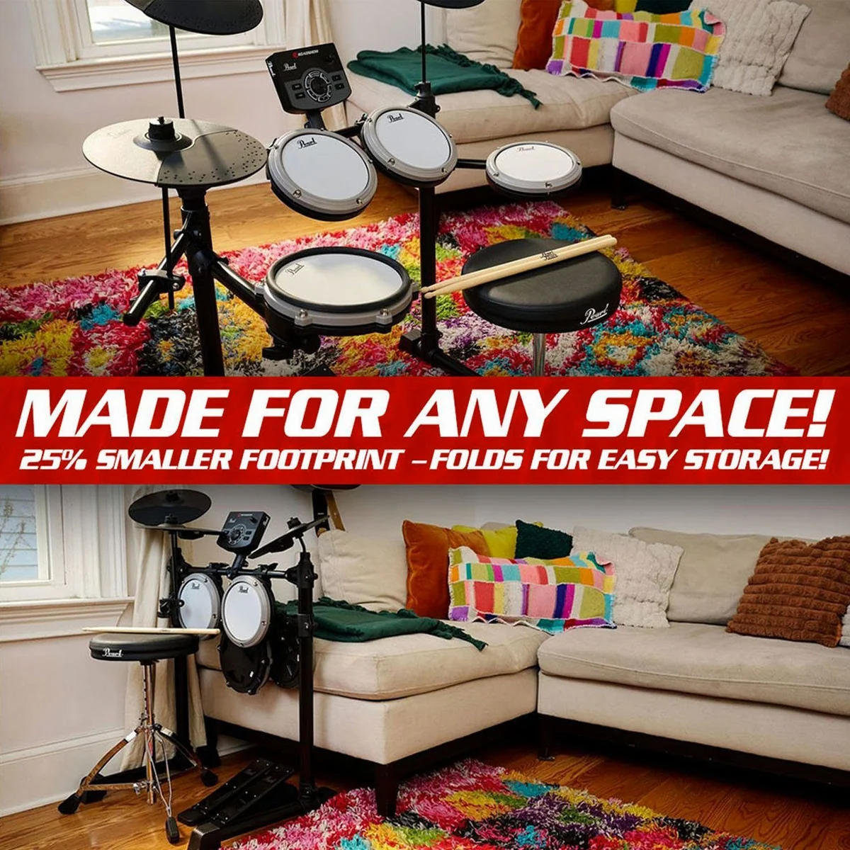 Pearl Drums ERS-1000 eRoadshow E-Drum, vielseitige Soundpalette, kompakte Bauweise 5