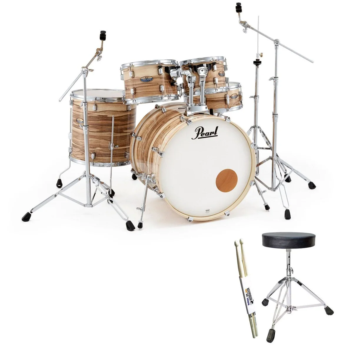 Pearl Decade Maple 22 Zoll Schlagzeug, edles Gloss Exotic Maple, inklusive Zubehör