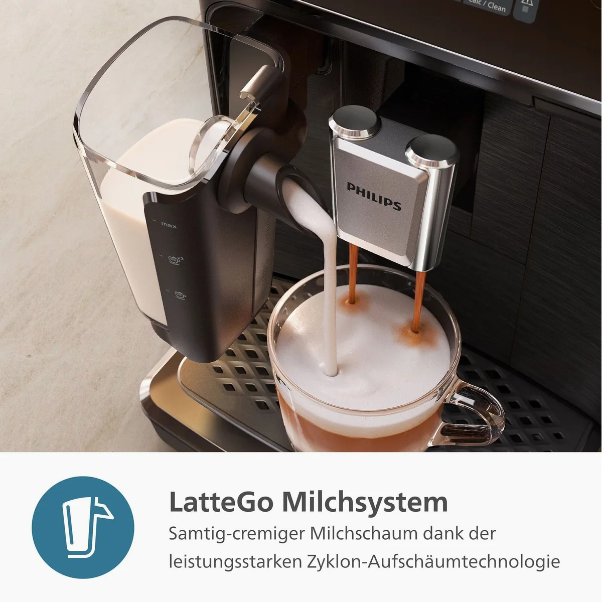 Philips Kaffeevollautomat EP2333/40 2300 Series, 4 Kaffeespezialitäten, LatteGo-Milchsystem 4