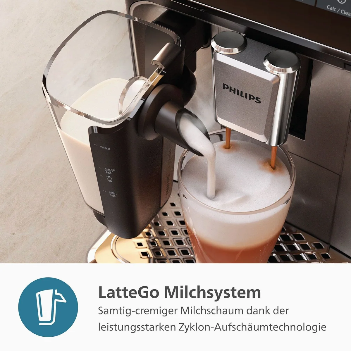 Philips Kaffeevollautomat EP3343/50, 6 Getränkevarianten, LatteGo-Milchsystem — SilentBrew Technologie 5
