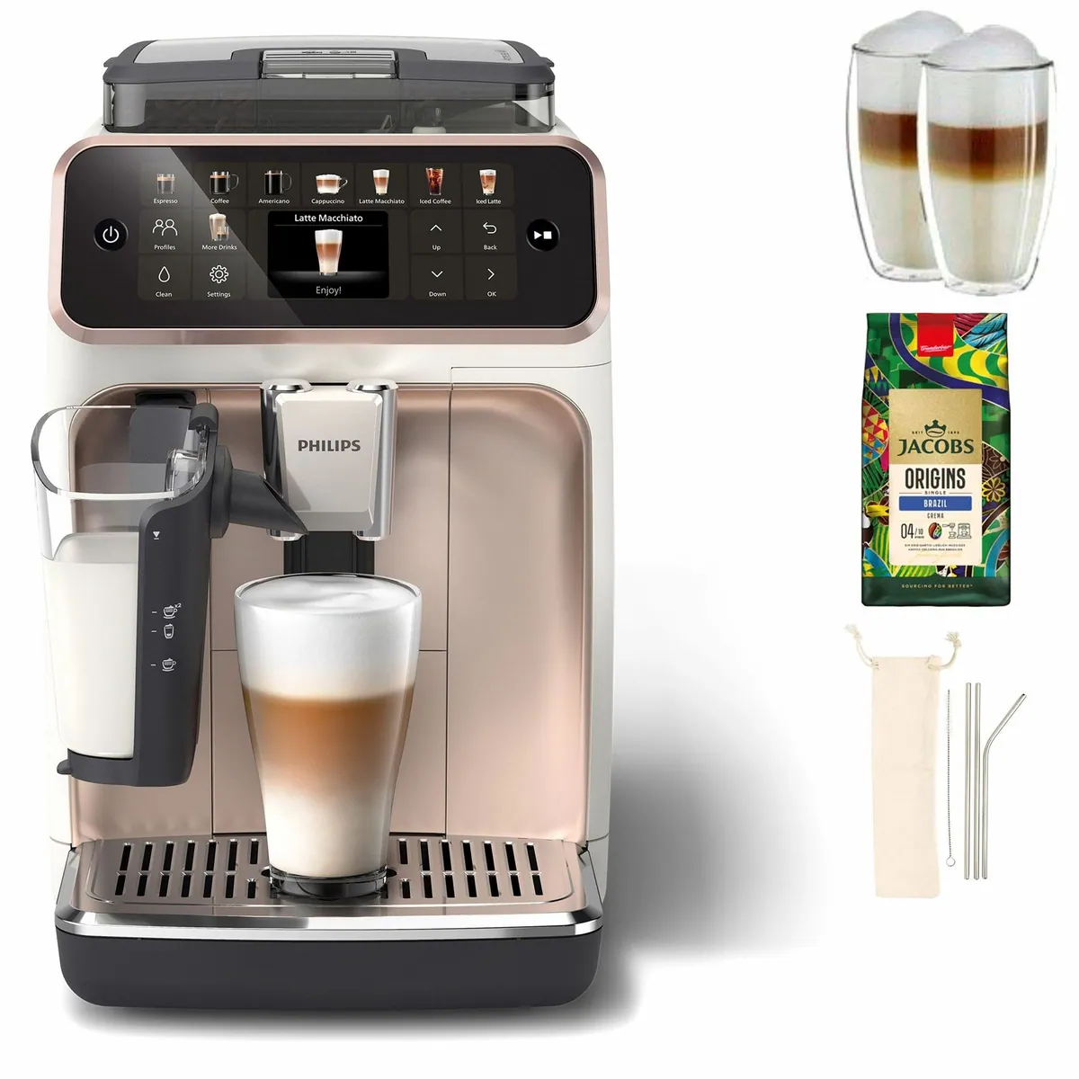 Philips Kaffeevollautomat EP5543/80, 20 Kaffeespezialitäten, LatteGo-Milchsystem, SilentBrew Technologie
