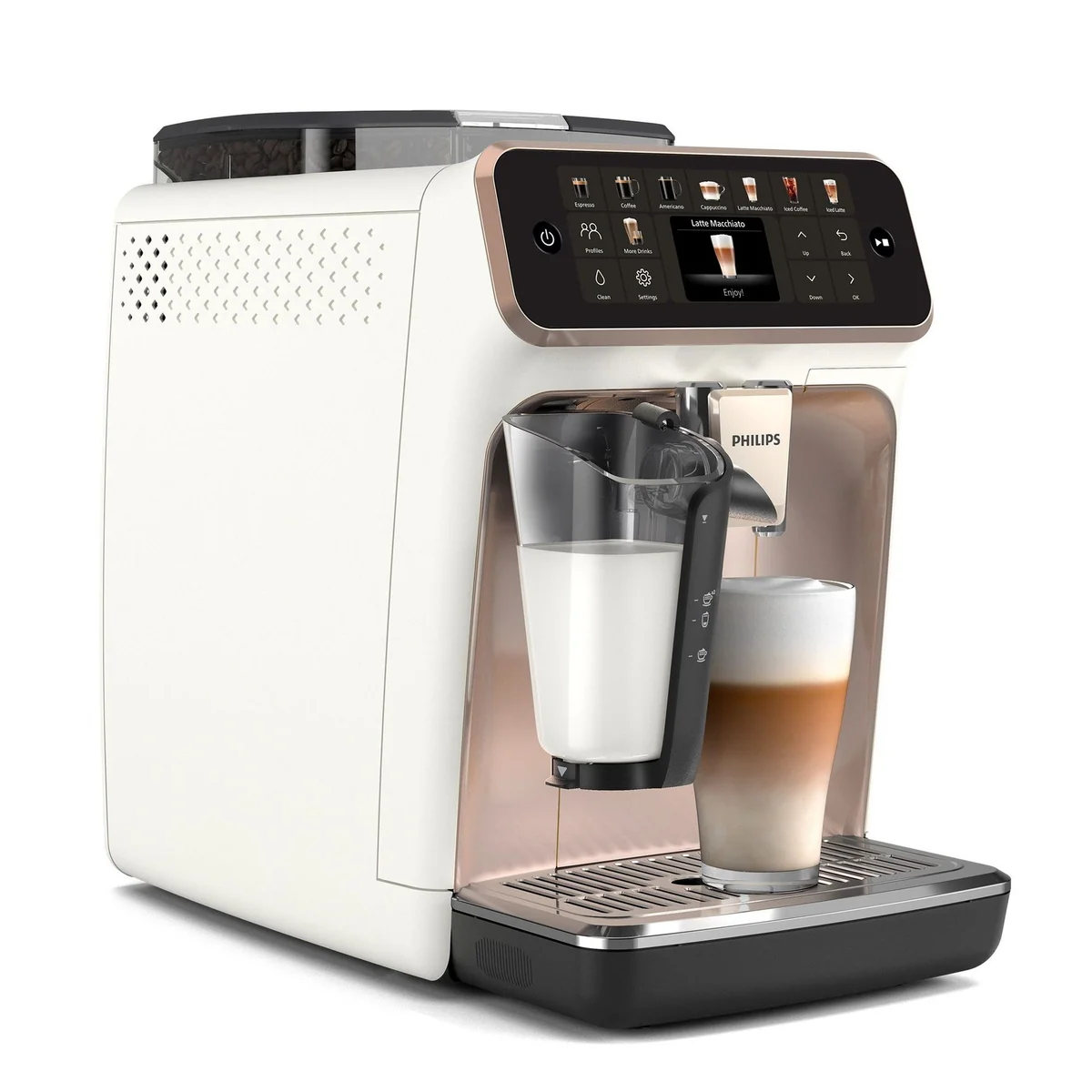 Philips Kaffeevollautomat EP5543/80, 20 Kaffeespezialitäten, LatteGo-Milchsystem, SilentBrew Technologie 2