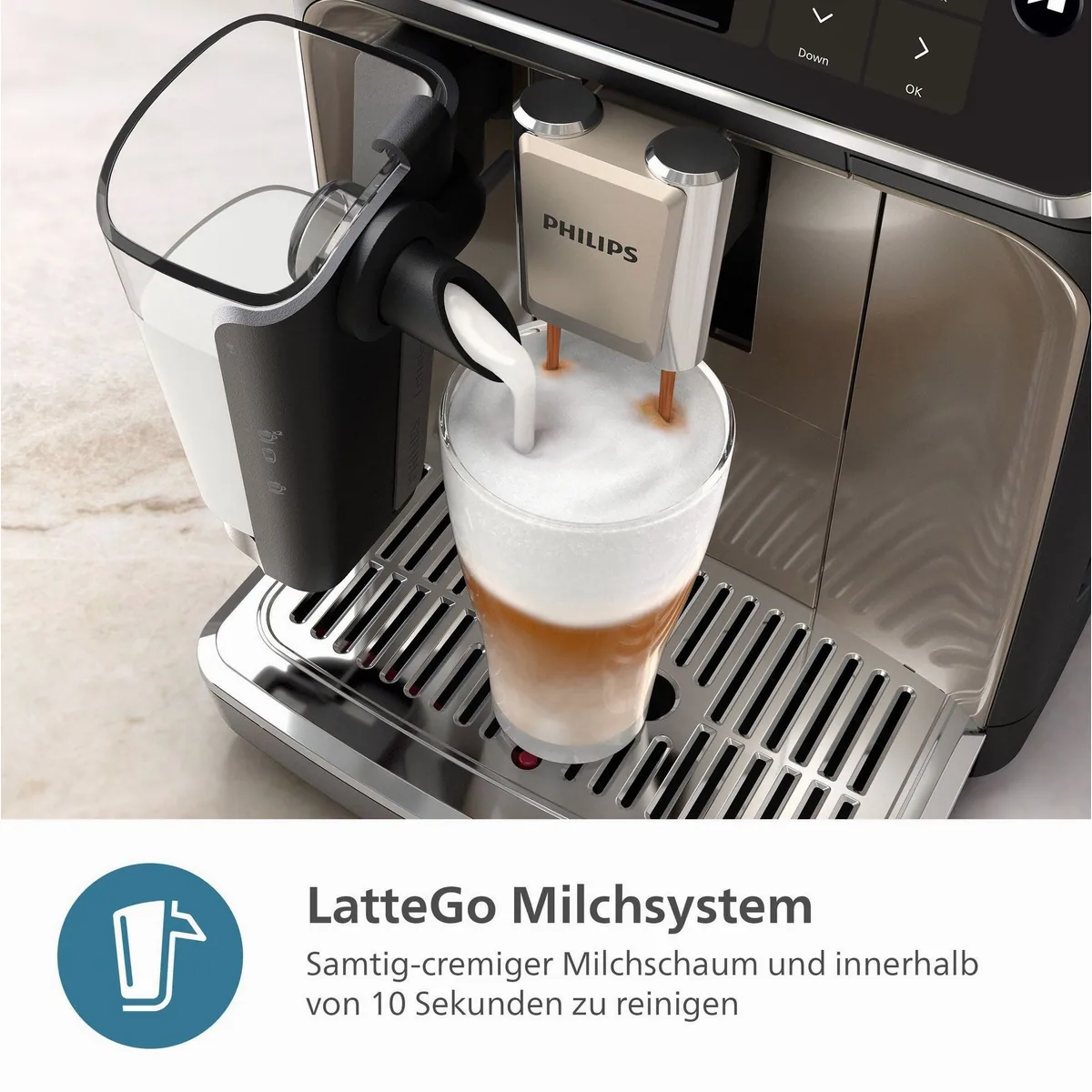 Philips Kaffeevollautomat EP5547/90, 20 Kaffeespezialitäten, LatteGo-Milchsystem, SilentBrew Technologie 4