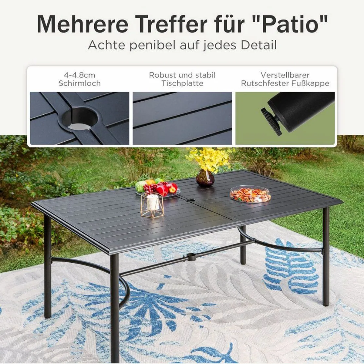 PHI VILLA Garten-Essgruppe, wetterfest, verstellbare Rückenlehnen, geräumiger Essbereich 2