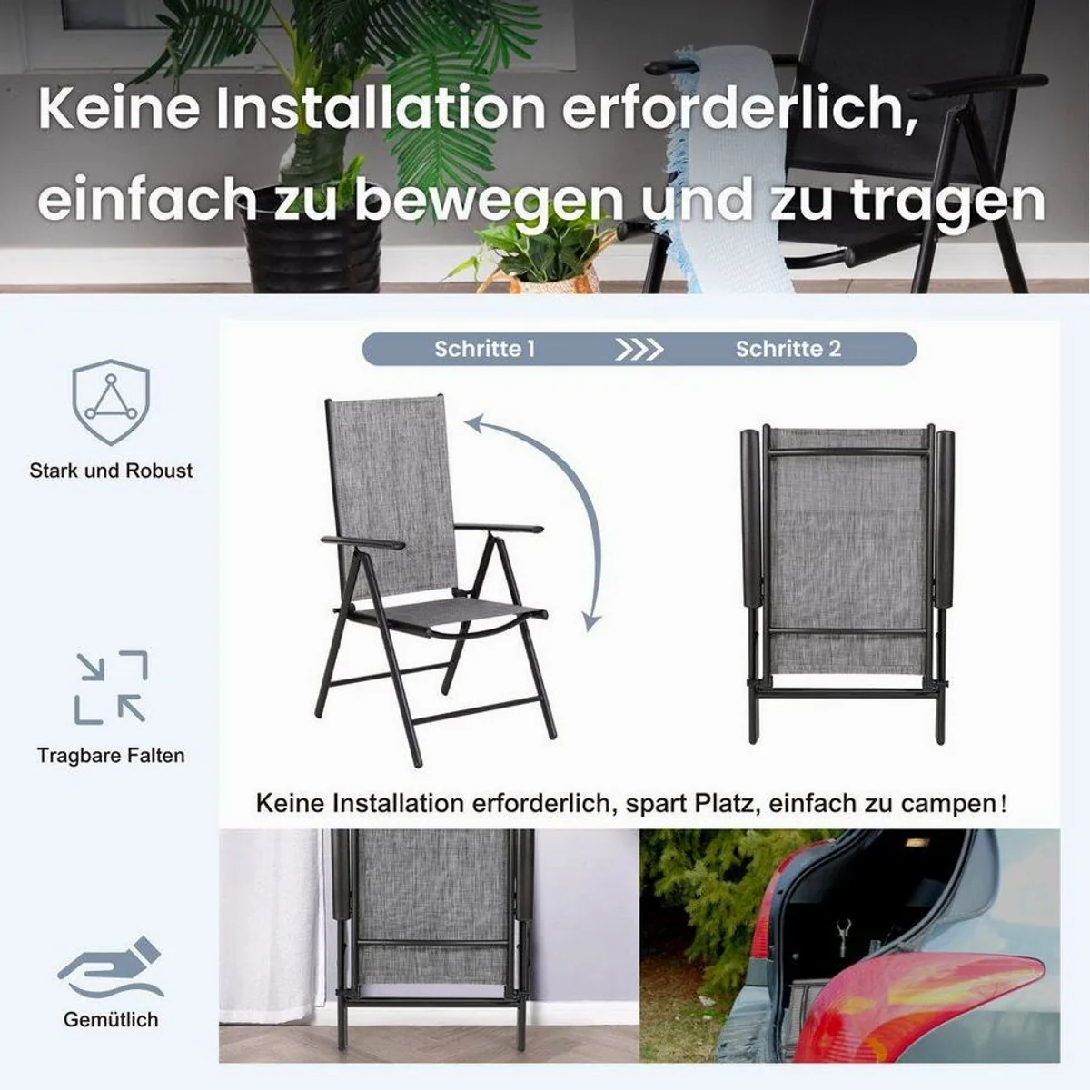 PHI VILLA Garten-Essgruppe, wetterfest, verstellbare Rückenlehnen, geräumiger Essbereich 3