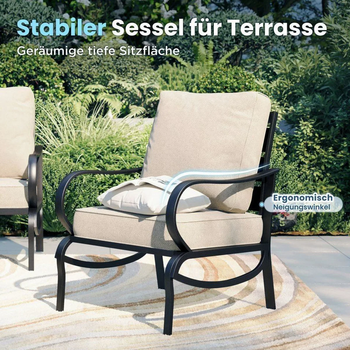 PHI VILLA Gartenlounge-Set, elegantes Design, wetterfester Rahmen, hoher Komfort — 5-teilig 2