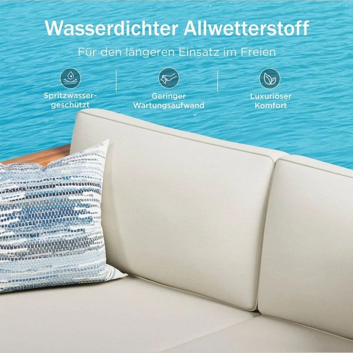 PHI VILLA Gartenlounge-Set, stilvolles Rattan, komfortable Kissen, eleganter Beistelltisch 4