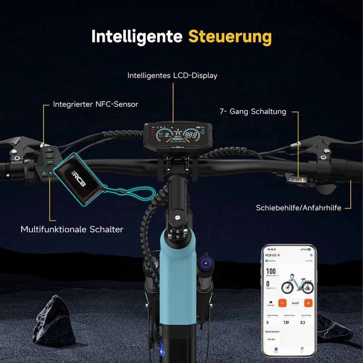 RCB E-Bike Pedelec G6, 350 W Motor, 80-120 km Reichweite, APP & NFC Technologie 3