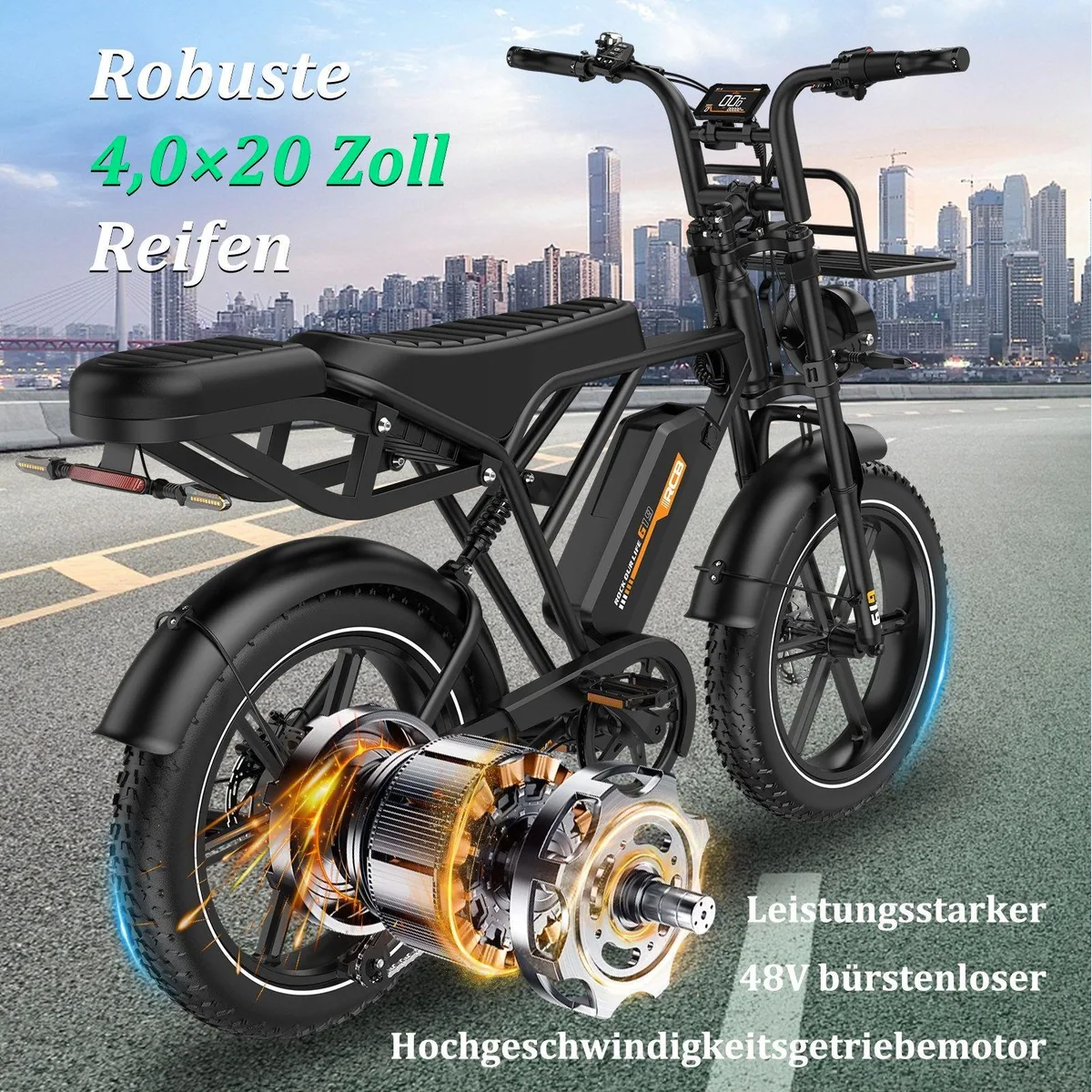 RCB E-Bike Pedelec G19, 1365W Leistung, 180 km Reichweite, Hydraulische Scheibenbremsen 2