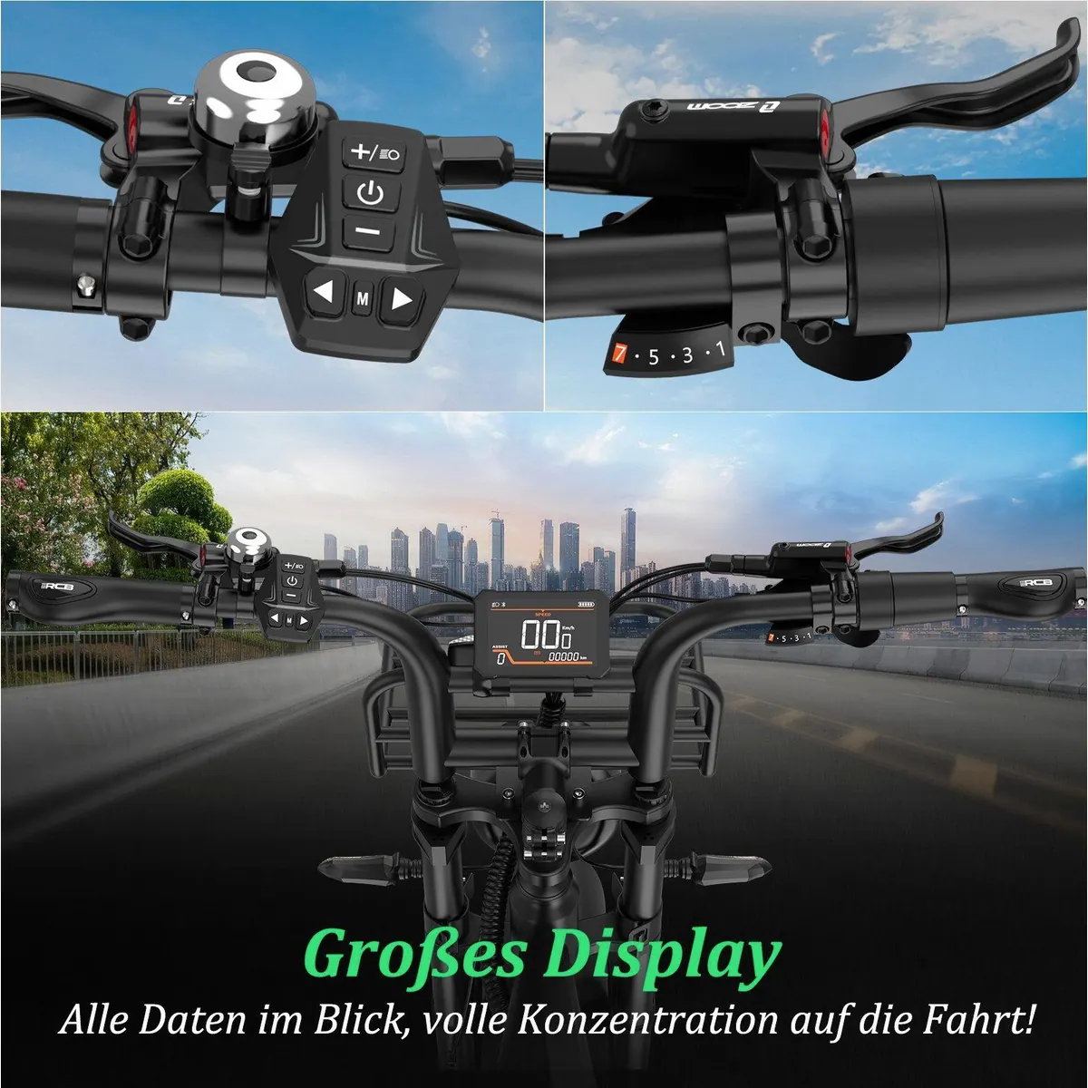 RCB E-Bike Pedelec G19, 1365W Leistung, 180 km Reichweite, Hydraulische Scheibenbremsen 5