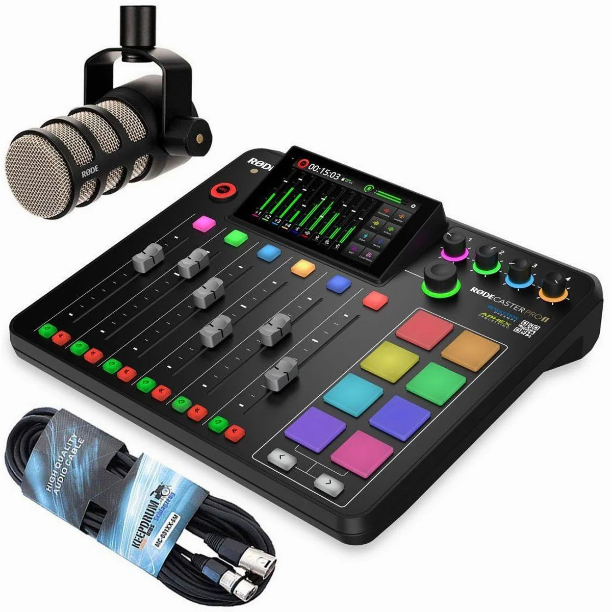 RØDE Rodecaster Pro II Station mit Podmic, intuitive Bedienung, umfassende Effekte, Dual-USB-Audio-Interface