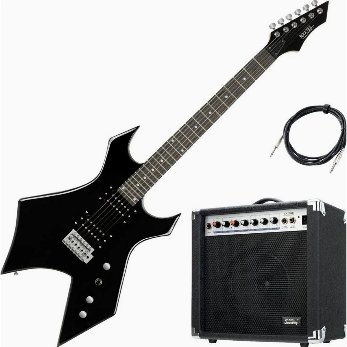 Rocktile Warhead E-Gitarre Set, zwei Humbucker, Combo-Verstärker mit Hall