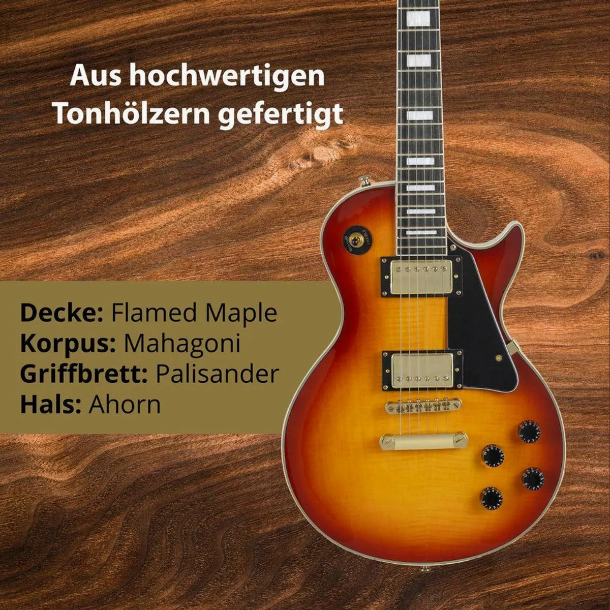 Rocktile Pro L-200OHB E-Gitarre, klassische Single-Cut-Optik, kraftvoller Sound, inkl. Verstärker 4