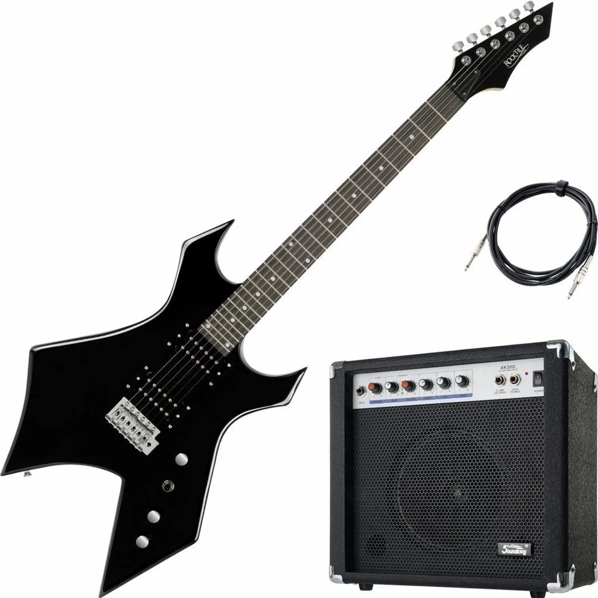 Rocktile E-Gitarre Warhead Set, 2 Humbucker + 60W Combo-Verstärker