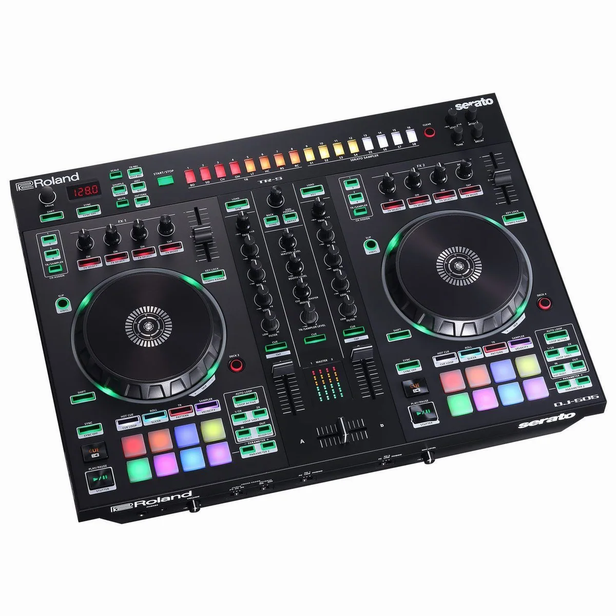 Roland DJ-505 DJ Controller, 2-Kanal mit Drumcomputer und Serato Integration 4