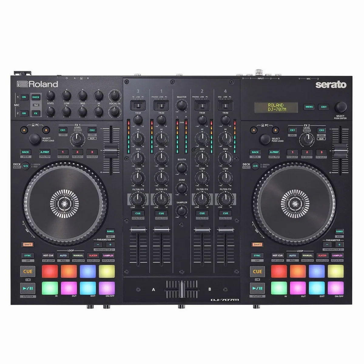 Roland DJ-707M Mobiler DJ-Controller, 4 Kanäle, integriertes Mischpult