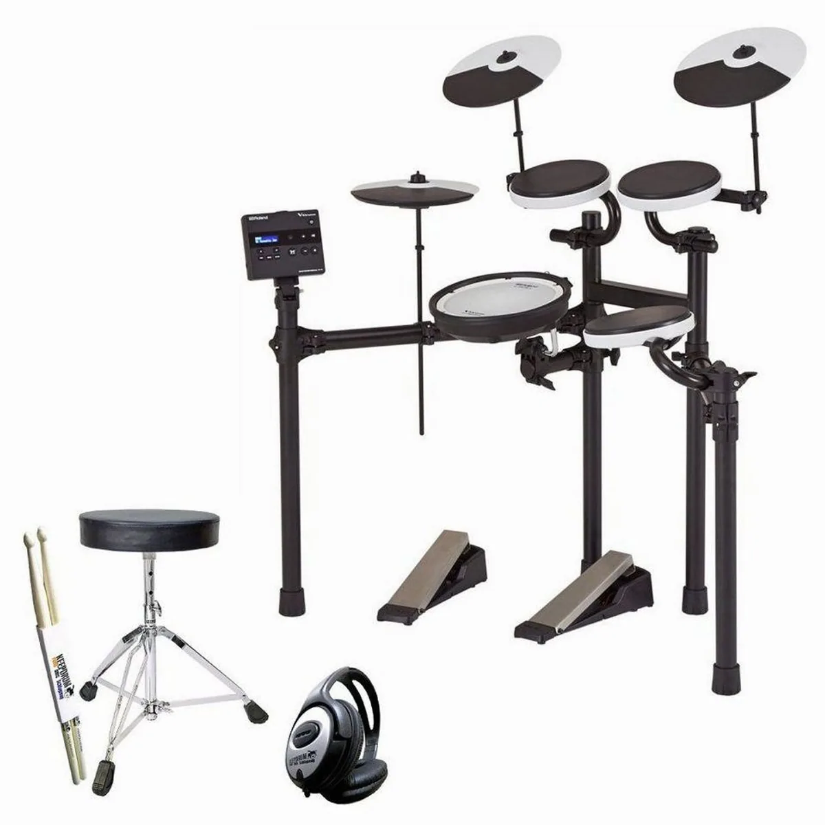 Roland TD-02KV E-Drum Set, 16 Kits, anschlagsdynamische Pads, integrierte Coach-Funktionen