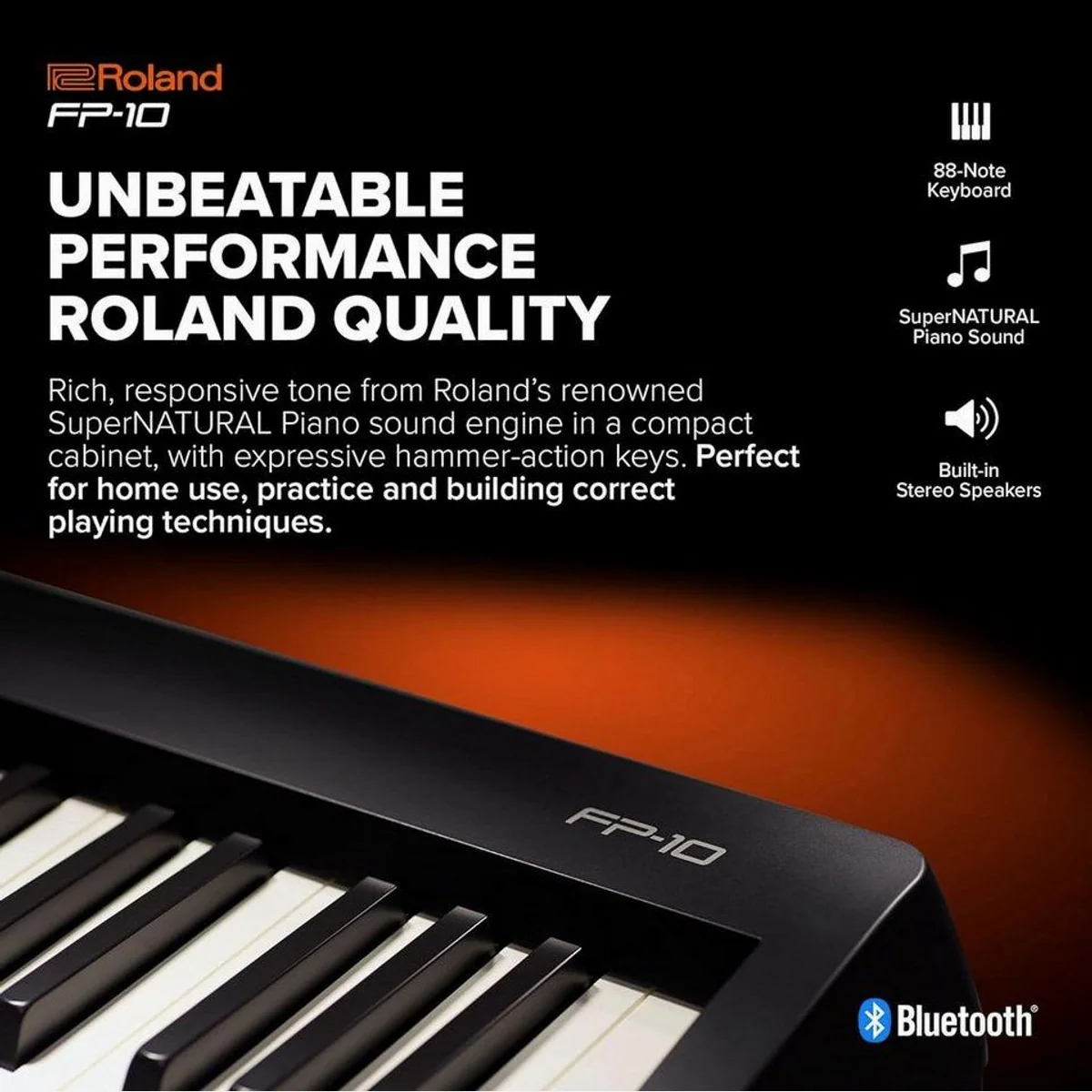 Roland FP-10 Digital Piano, PHA-4 Tastatur, SuperNATURAL Klänge — inkl. Keyboardständer 4