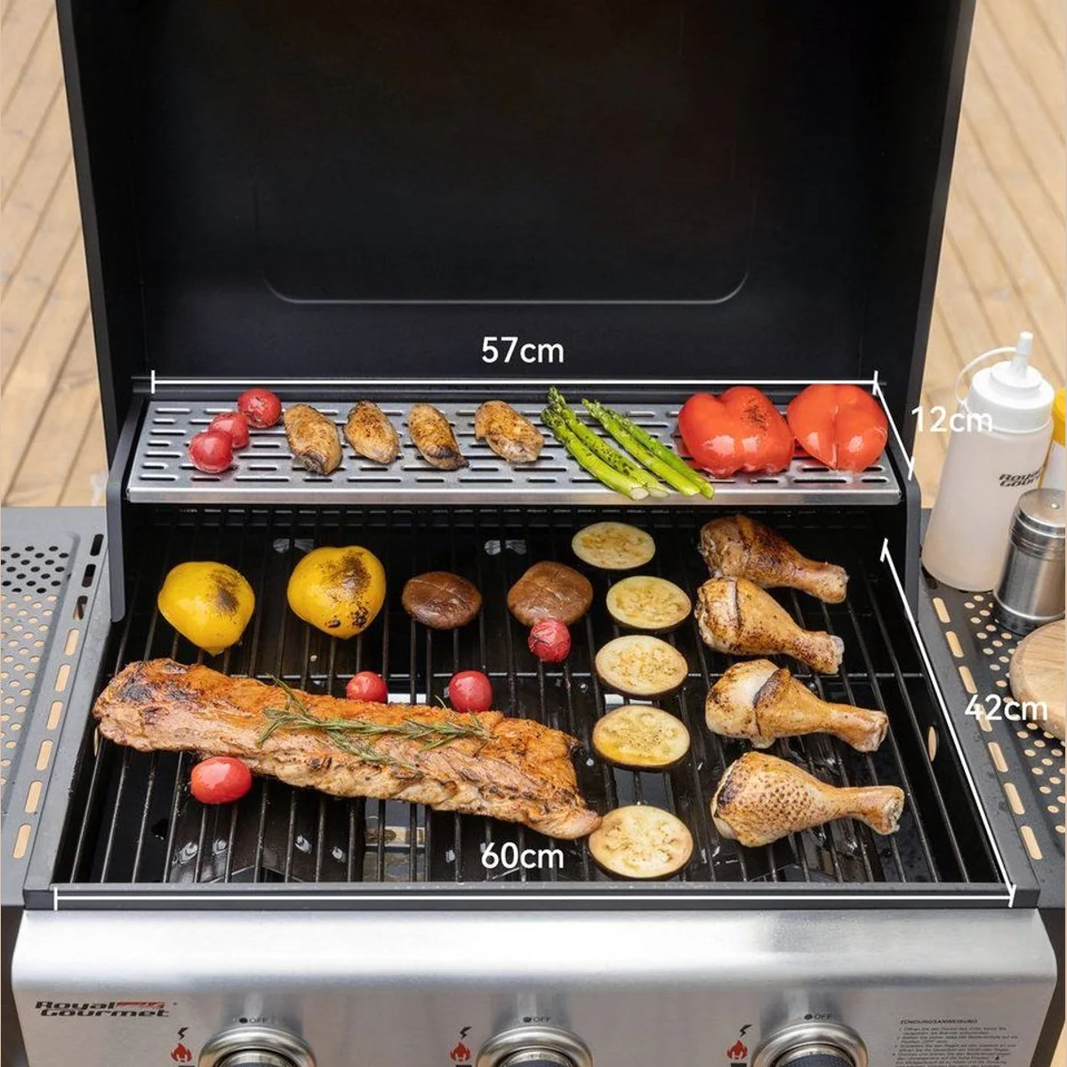 Royal Gourmet Gasgrill 3 Brenner, 9 kW Leistung, elegantes Design — ideal für Garten und Terrasse 3