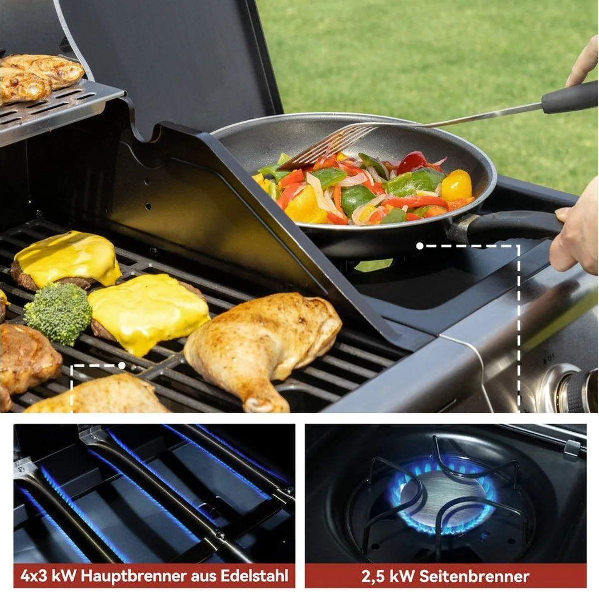 Royal Gourmet Gasgrill 4+1 Brenner, vielseitig und leistungsstark 5
