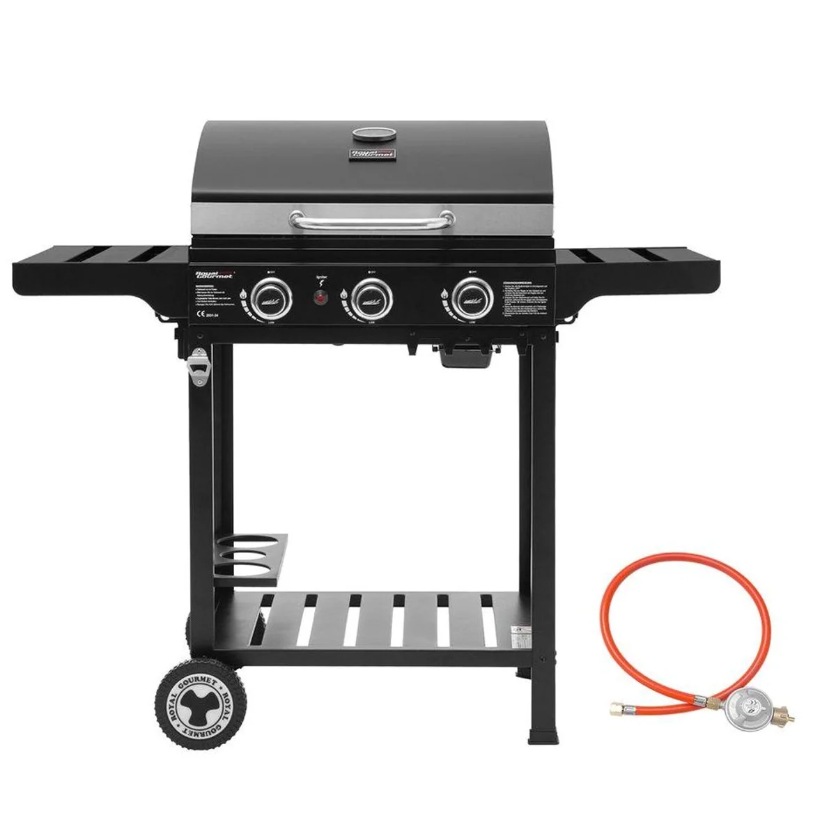 Royal Gourmet GH4001B-G Gasgrill, 4 Edelstahlbrenner, klappbare Seitenablagen