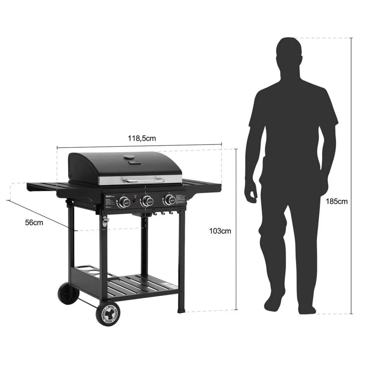 Royal Gourmet GH4001B-G Gasgrill, 4 Edelstahlbrenner, klappbare Seitenablagen 2