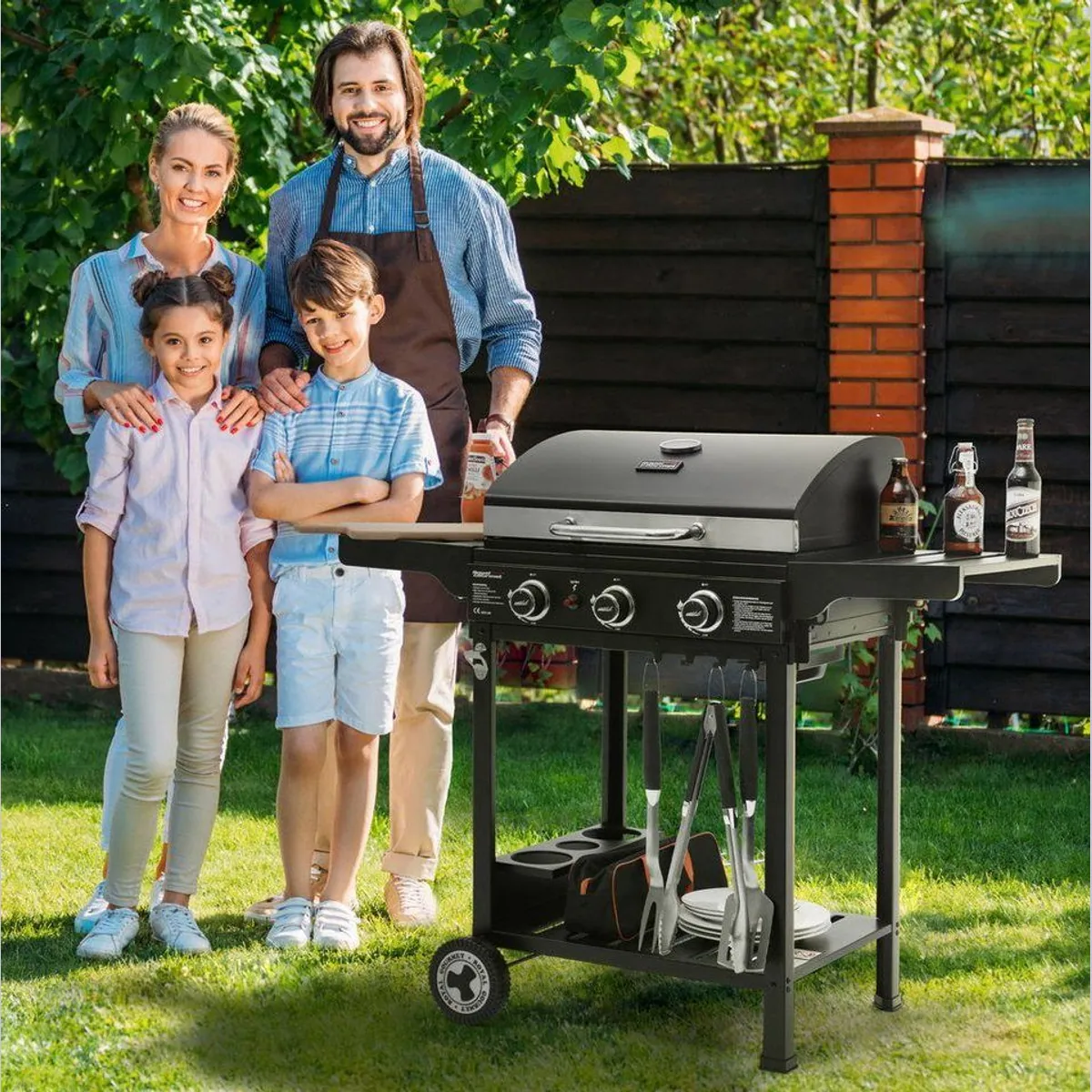 Royal Gourmet GH4001B-G Gasgrill, 4 Edelstahlbrenner, klappbare Seitenablagen 4