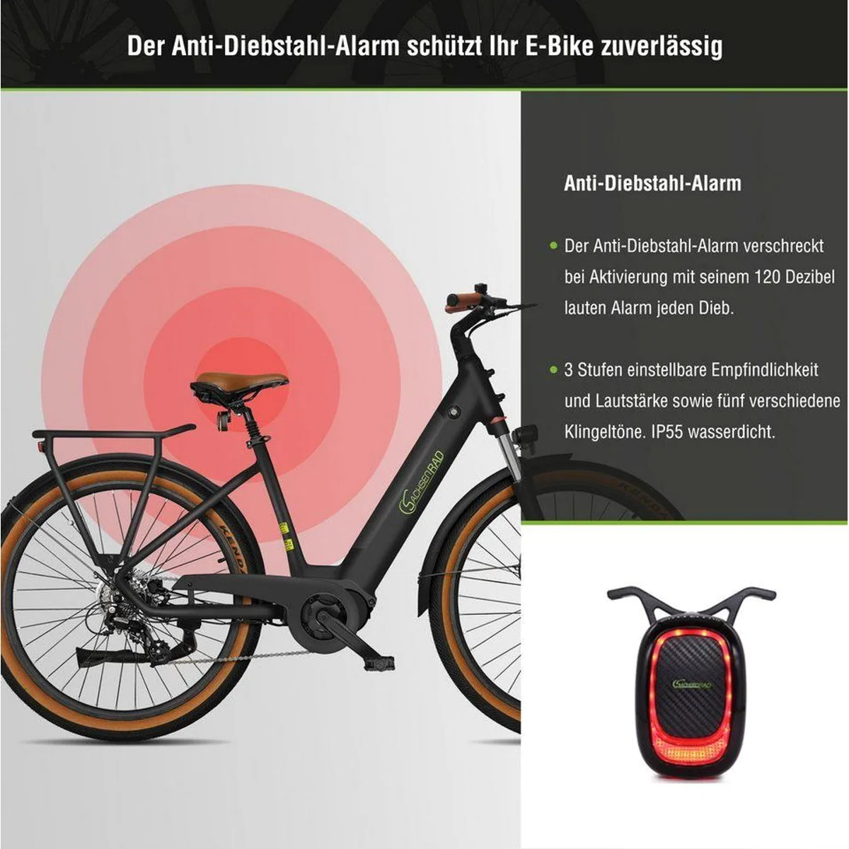 SachsenRAD C5 E-Bike Cityrad, leistungsstarker Mittelmotor, 7 Gang Schaltung, TFT Farb-LCD-Display 4
