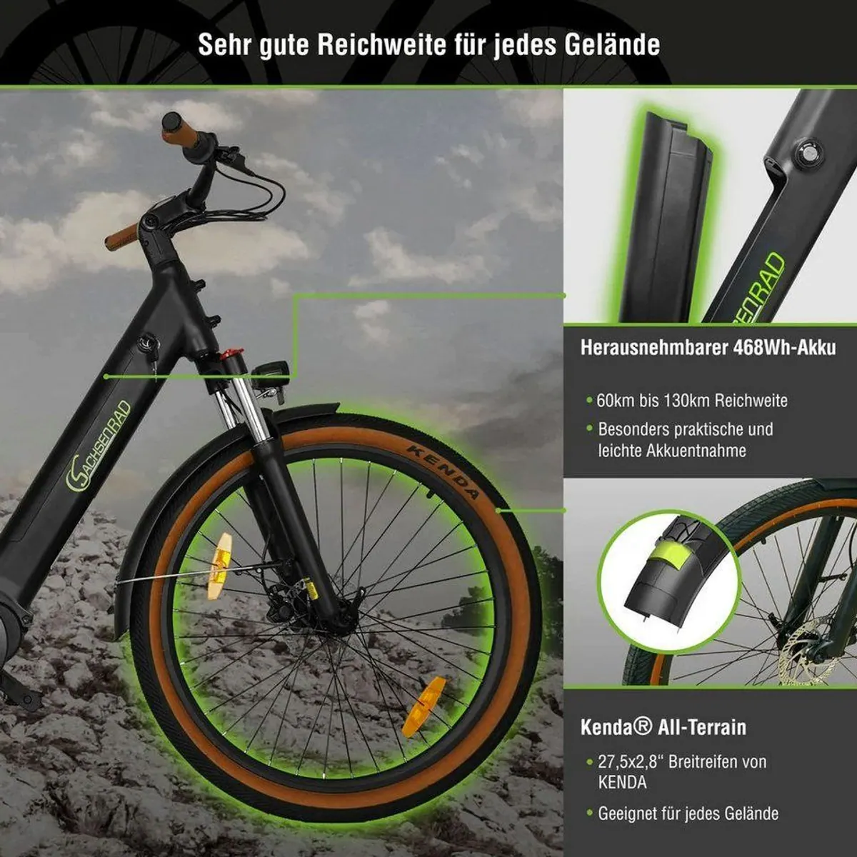 SachsenRAD C5 E-Bike Cityrad, leistungsstarker Mittelmotor, 7 Gang Schaltung, TFT Farb-LCD-Display 5