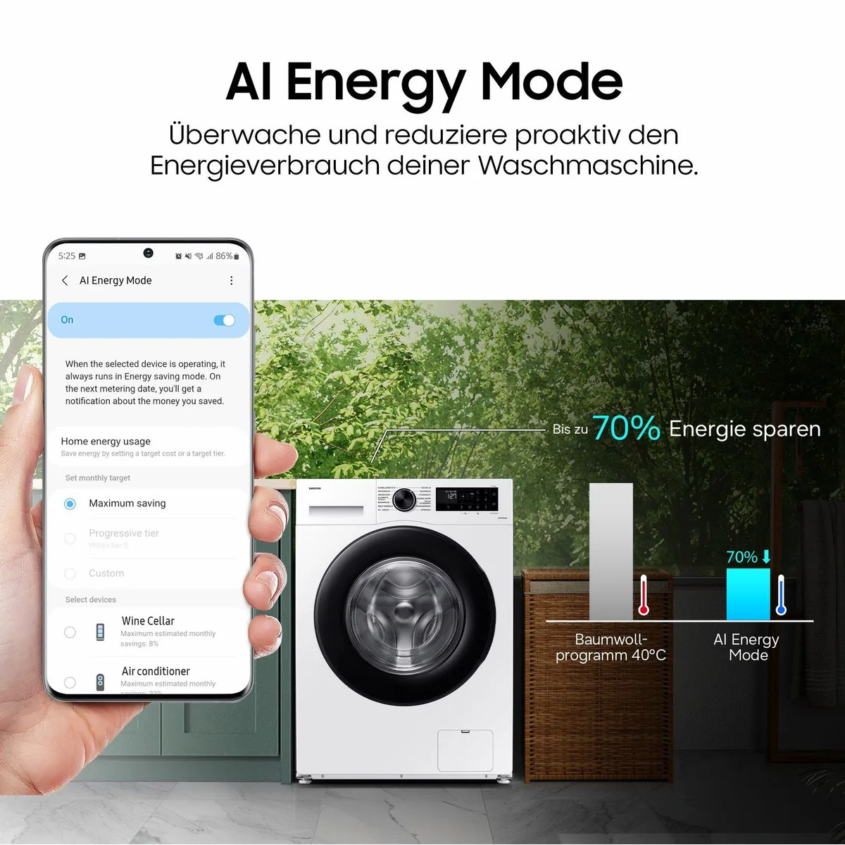 Samsung WW11DB8B95GH Waschmaschine, 11 kg, 1400 U/min, Quick Drive Technologie 4