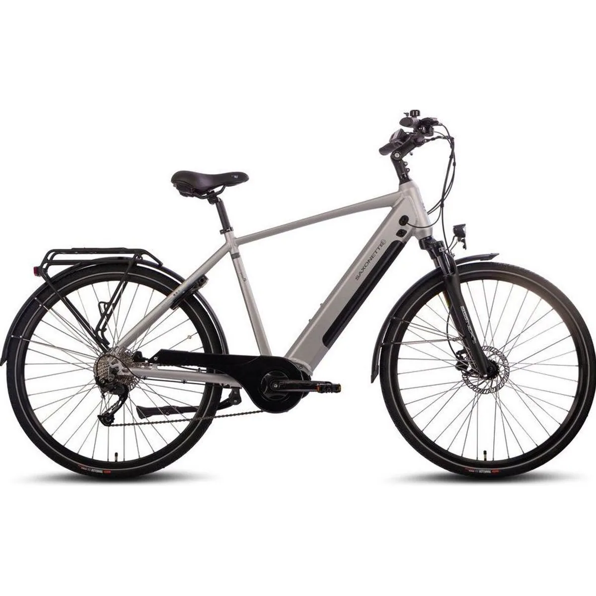 SAXONETTE E-Bike Trekkingrad Deluxe Sport, 9-Gang Shimano Alivio, Mittelmotor, 418 Wh