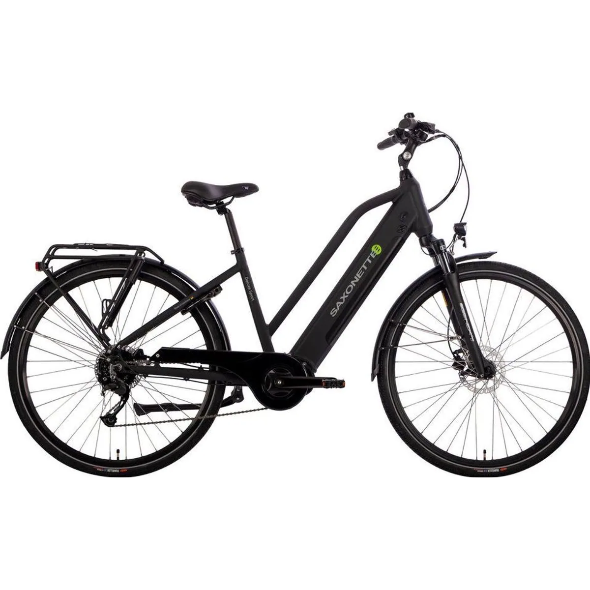 SAXONETTE E-Bike Trekkingrad Deluxe Sport, 9-Gang Shimano Alivio, Mittelmotor, 418 Wh