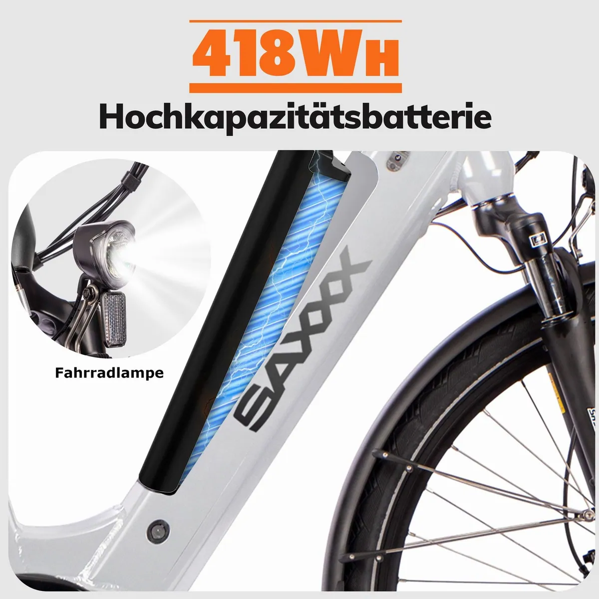 SAXXX E-Bike Deluxe Sport, kraftvoller Mittelmotor, hohe Reichweite — ideal für Stadt und Touren 3