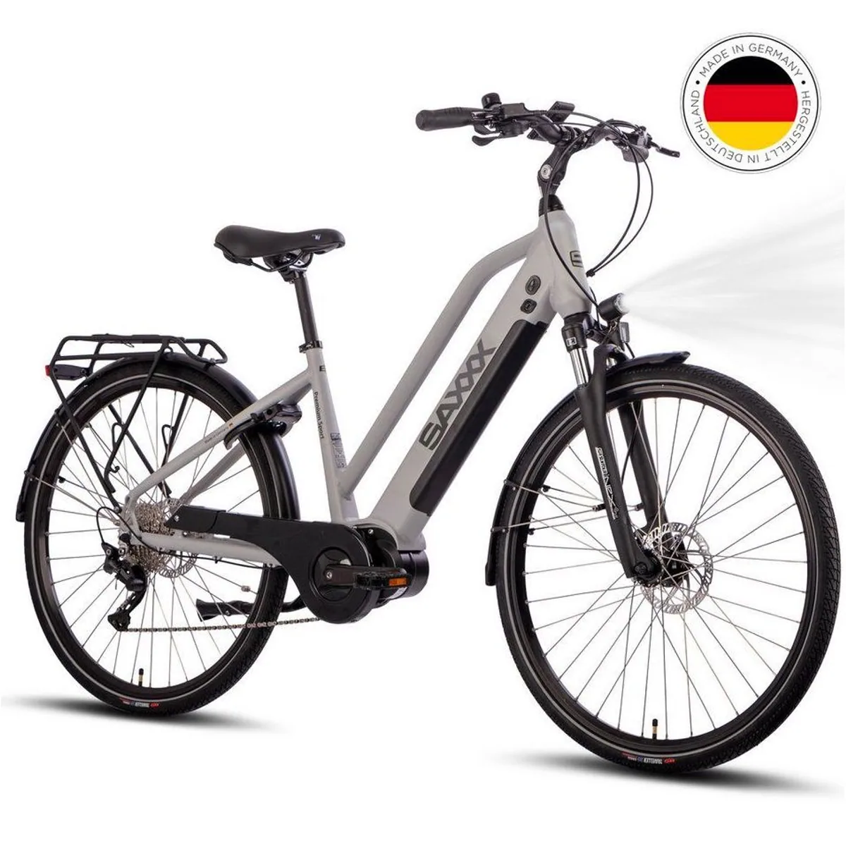 SAXXX E-Bike Trekkingrad 28 Zoll, kraftvoller Mittelmotor, 10-Gang SHIMANO Deore, abnehmbarer Akku