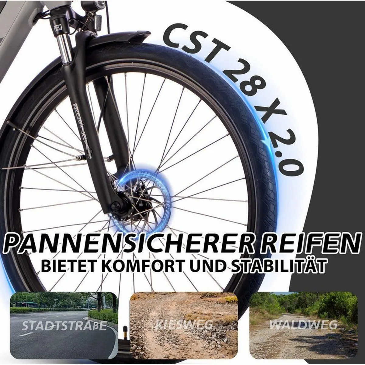 SAXXX E-Bike Trekkingrad 28 Zoll, kraftvoller Mittelmotor, 10-Gang SHIMANO Deore, abnehmbarer Akku 3
